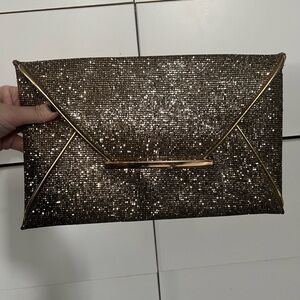 Metallic Gold Glitter Envelope Clutch